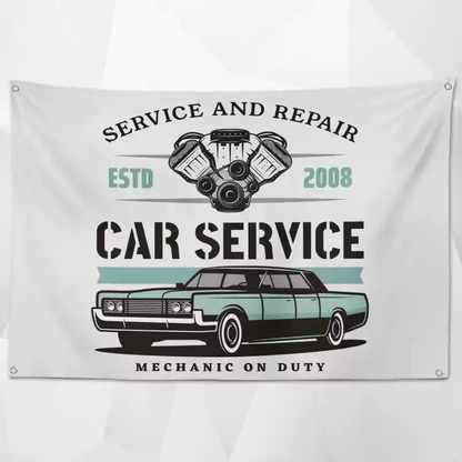 Retro Car Service Flags (Collection One)– Classic Garage & Shop Decor for a Professional Look