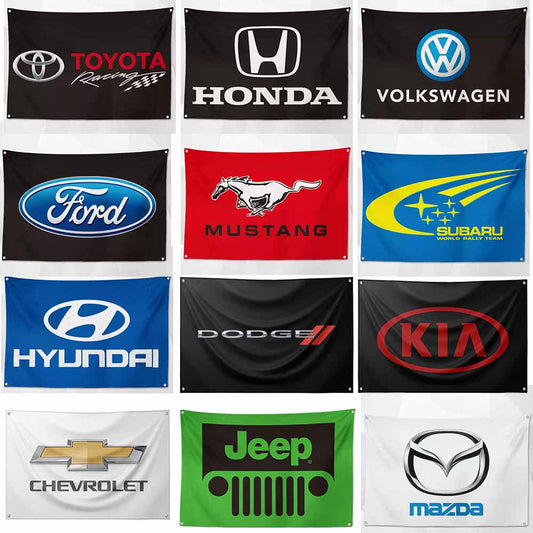 Mainstream Car Brand Flags – Premium Shop Decor for a Professional & High-End Look
