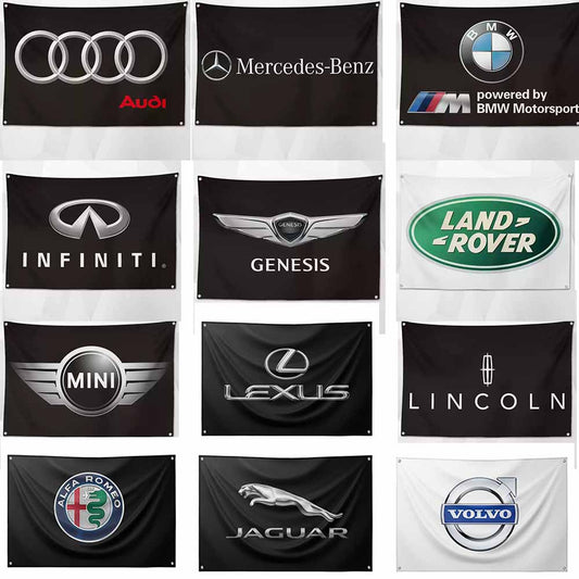 Premium Car Brand Flags – Premium Shop Decor for a Professional & High-End Look